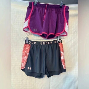 Women’s Under Armour Shorts - Size Medium (lot Of 2 Pairs) Black Purple Pink
